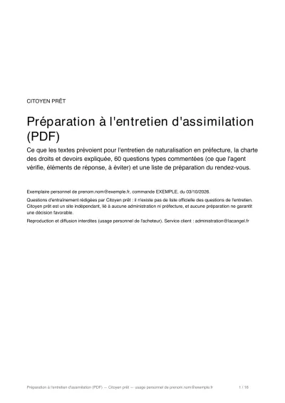 Couverture du livret Entretien d'assimilation (exemplaire personnel)