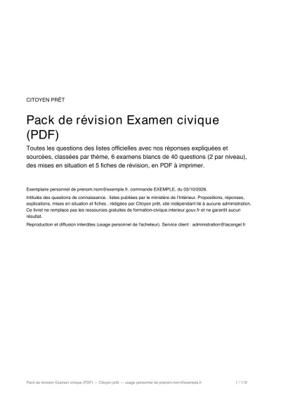 Couverture du pack de révision (exemplaire personnel, e-mail de l'acheteur imprimé)